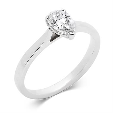 Platinum Diamond Pear Shape Solitaire Engagement Ring 0.70ct thumbnail