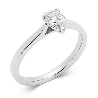 Platinum Diamond Pear Shape Solitaire Engagement Ring 0.50ct thumbnail