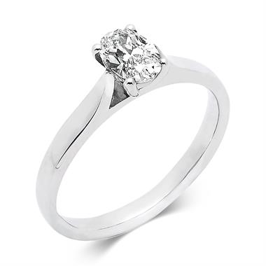 Platinum Oval Cut Diamond Solitaire Engagement Ring 0.60ct thumbnail