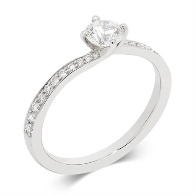 Platinum Twist Design Diamond Solitaire Engagement Ring 0.55ct thumbnail