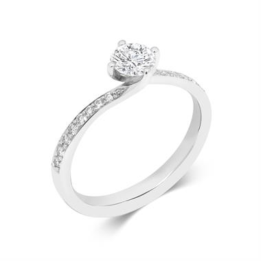 Platinum Twist Design Diamond Solitaire Engagement Ring 0.75ct thumbnail