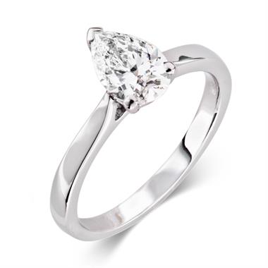 Platinum Pear Shape Diamond Solitaire Engagement Ring 1.00ct thumbnail