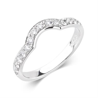 Platinum Diamond Set Shaped Wedding Ring 0.33ct thumbnail