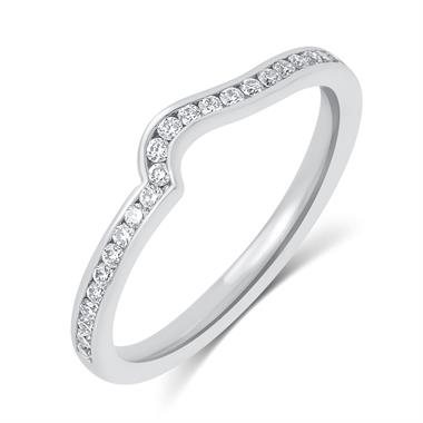 Platinum Diamond Set Shaped Wedding Ring 0.25ct thumbnail