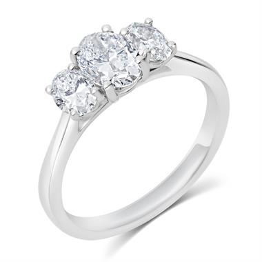 Platinum Oval Diamond Three Stone Engagement Ring 1.70ct thumbnail