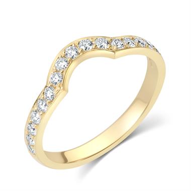 18ct Yellow Gold Diamond Set Shaped Wedding Ring thumbnail