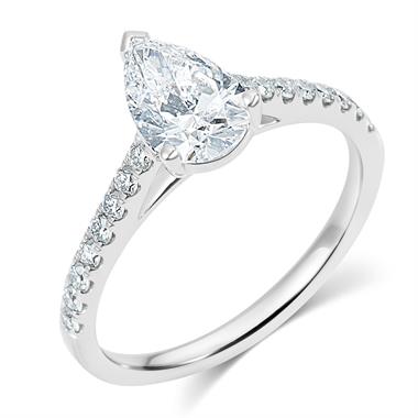 Platinum Pear Shape Diamond Solitaire Engagement Ring 1.30ct thumbnail