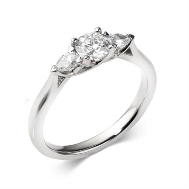 Platinum Round and Pear Shape Diamond Three Stone Engagement Ring 0.76ct thumbnail
