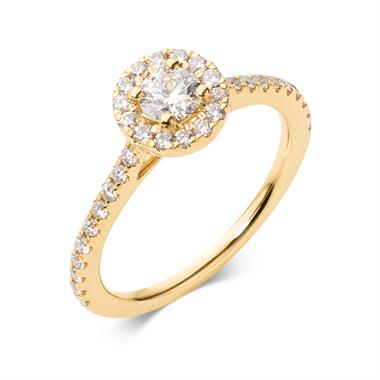 18ct Yellow Gold Diamond Round Halo Engagement Ring 0.65ct thumbnail