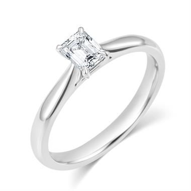 Platinum Emerald Cut Diamond Solitaire Engagement Ring 0.50ct thumbnail