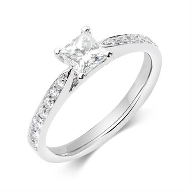 Platinum Princess Cut Diamond Solitaire Engagement Ring 0.75ct thumbnail