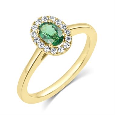 18ct Yellow Gold Oval Emerald and Diamond Halo Engagement Ring
thumbnail