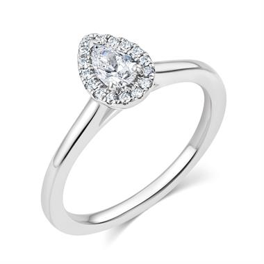 Platinum Pear Shape Diamond Halo Engagement Ring 0.35ct thumbnail