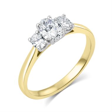 18ct Yellow Gold Oval Diamond Three Stone Engagement Ring 0.70ct thumbnail