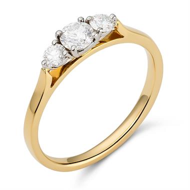 18ct Yellow Gold Diamond Three Stone Engagement Ring 0.50ct thumbnail