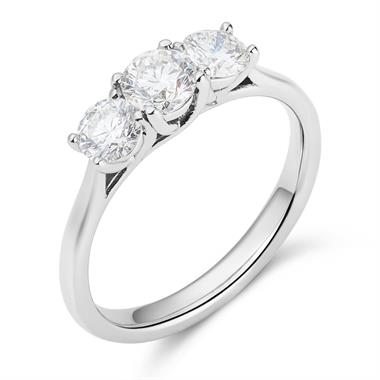 Platinum Diamond Three Stone Engagement Ring 1.00ct thumbnail