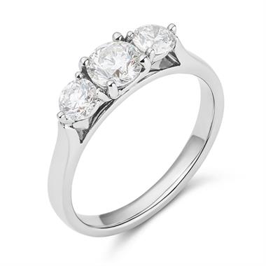 Platinum Diamond Three Stone Engagement Ring 0.90ct thumbnail