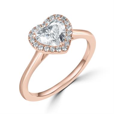 18ct Rose Gold Heart Shape Diamond Halo Engagement Ring 1.06ct thumbnail