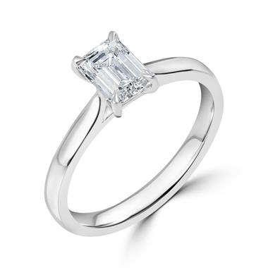 Platinum Emerald Cut Diamond Solitaire Engagement Ring 1.00ct thumbnail