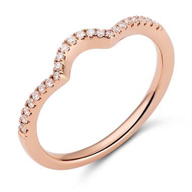 18ct Rose Gold Shaped Diamond Set Wedding Ring 0.12ct thumbnail