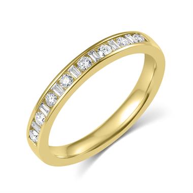 18ct Yellow Gold Alternating Baguette Cut Diamond Half Eternity Ring 0.25ct thumbnail