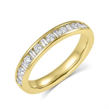 18ct Yellow Gold Alternating Baguette Cut Diamond Half Eternity Ring 0.50ct thumbnail