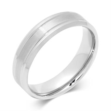Platinum Bevel Detail Wedding Ring thumbnail