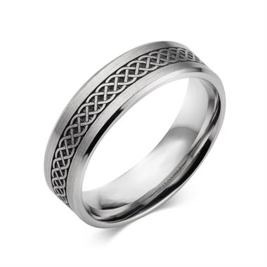 Platinum Celtic Weave Detail Wedding Ring thumbnail