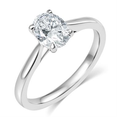 Platinum Oval Cut Diamond Solitaire Engagement Ring 1.00ct thumbnail