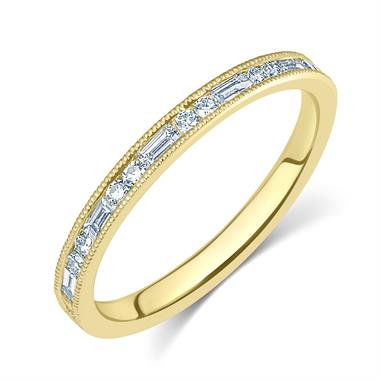 18ct Yellow Gold Alternating Baguette Cut Diamond Half Eternity Ring 0.37ct thumbnail
