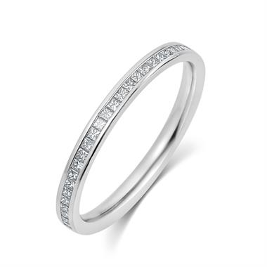 Platinum Princess Cut Diamond Channel Set Eternity Ring 0.25ct thumbnail