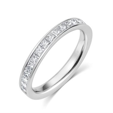 Platinum Princess Cut Diamond Channel Set Eternity Ring 0.75ct thumbnail