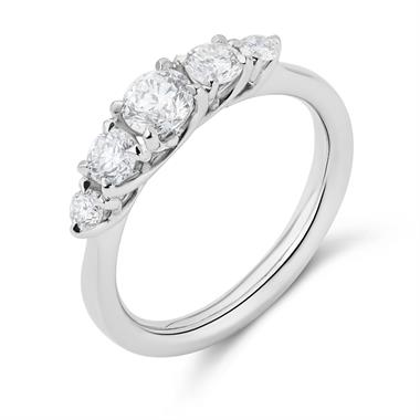 Platinum Five Stone Diamond Engagement Ring 0.80ct thumbnail