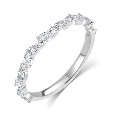 Platinum Marquise and Round Diamond Half Eternity Ring thumbnail