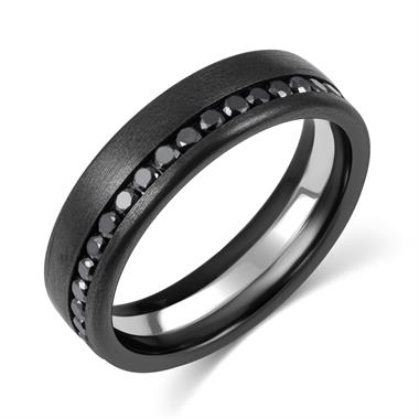 Black Zirconium Black Diamond Wedding Ring thumbnail