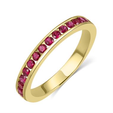 18ct Yellow Gold Ruby Channel Half Eternity Ring thumbnail