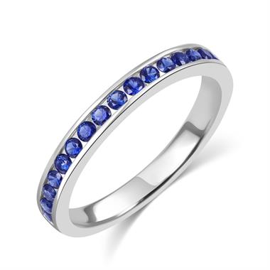 Platinum Sapphire Channel Half Eternity Ring thumbnail