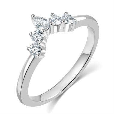 Platinum Pear Shape Diamond Shaped Wedding Ring thumbnail