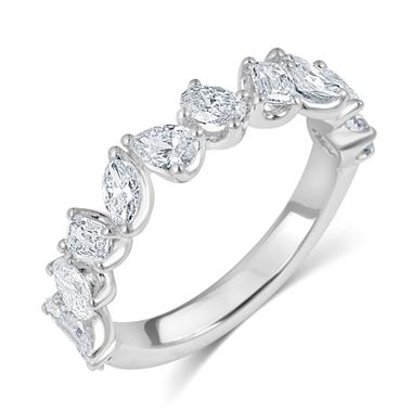18ct White Gold Mixed Fancy Cut Diamond Half Eternity Ring thumbnail