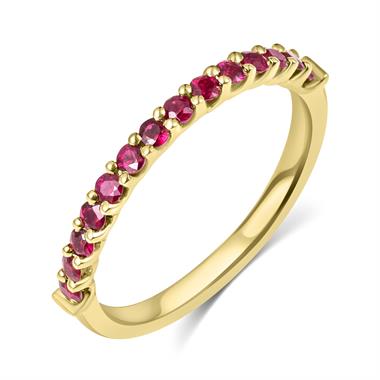 18ct Yellow Gold Ruby Claw Set Half Eternity Ring thumbnail