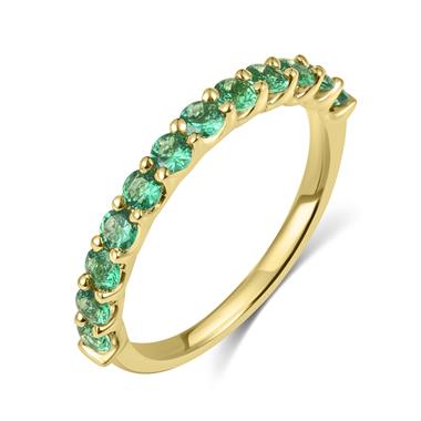 18ct Yellow Gold Emerald Claw Set Half Eternity Ring thumbnail