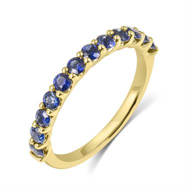18ct Yellow Gold Sapphire Claw Set Half Eternity Ring thumbnail