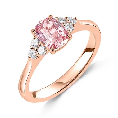 18ct Rose Gold Cushion Padparadscha Sapphire Ring thumbnail