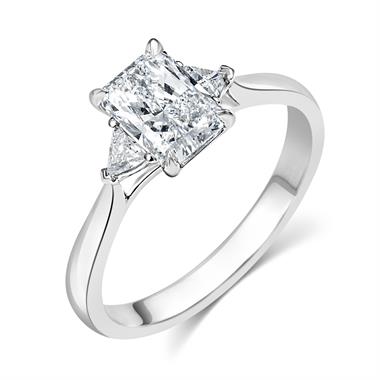 Platinum Radiant Cut Three Stone Diamond Engagement Ring 1.00ct thumbnail