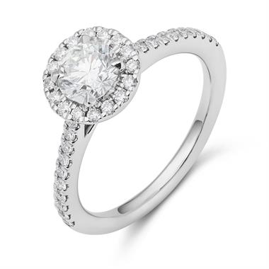 Platinum Diamond Halo Engagement Ring 1.05ct thumbnail