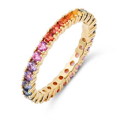 Samba 18ct Yellow Gold Rainbow Sapphire Full Eternity Ring thumbnail