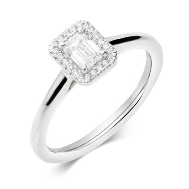 Platinum Emerald Cut Diamond Halo Engagement Ring 0.40ct thumbnail