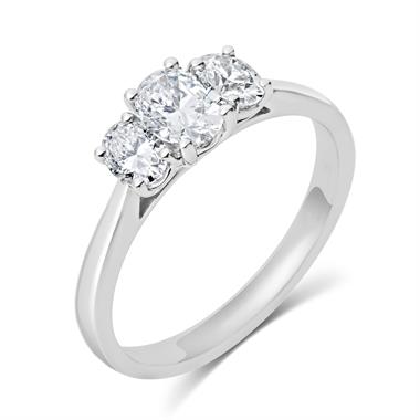 Platinum Oval Diamond Three Stone Engagement Ring 0.80ct thumbnail