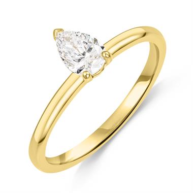 18ct Yellow Gold Pear Diamond Solitaire Engagement Ring 0.50ct thumbnail