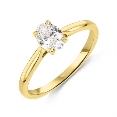 18ct Yellow Gold Oval Diamond Solitaire Engagement Ring 0.70ct thumbnail